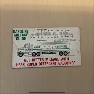 c1980s-1990s Hess Gasoline Mileage Pocket Chart